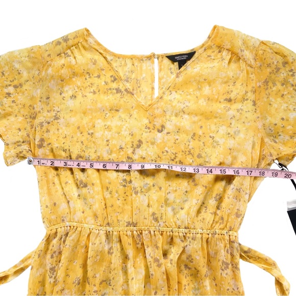 NEW Simply Vera Wang Dress Women’s Size Large Yellow Floral Midi Tiered Ruffles - Picture 8 of 10